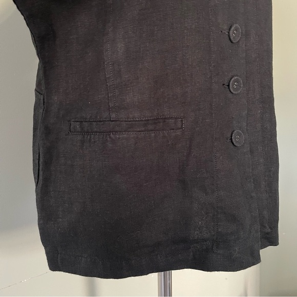 Eileen Fisher Black mock neck button down blazer size Large 100% Linen - Picture 4 of 6